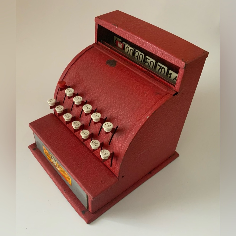 Vintage Red Toy Cash Register
